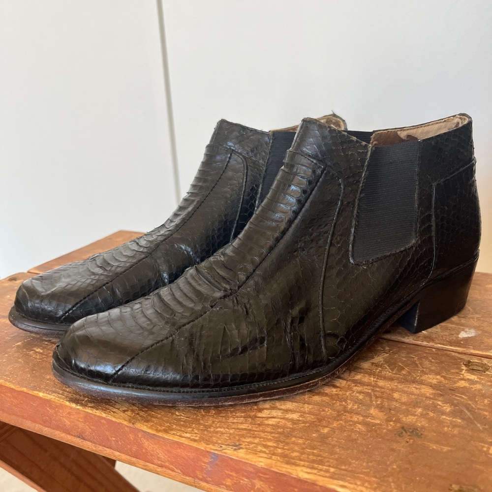 Florsheim Black Snakeskin Leather Ankle Boots Shoes Men’s Woman’s